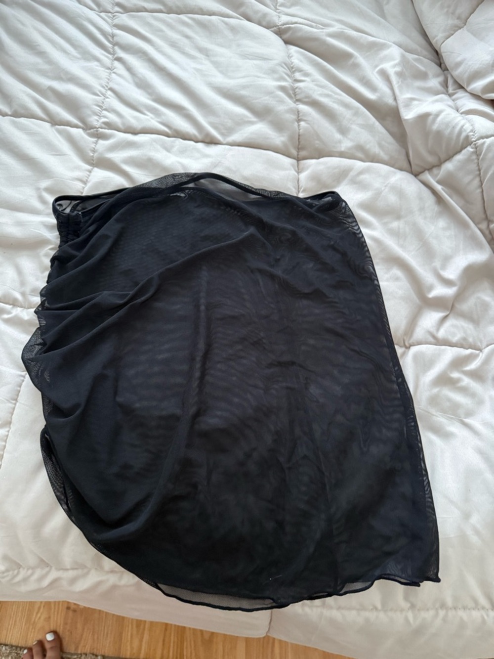 Black Sheer Mesh Midi Skirt